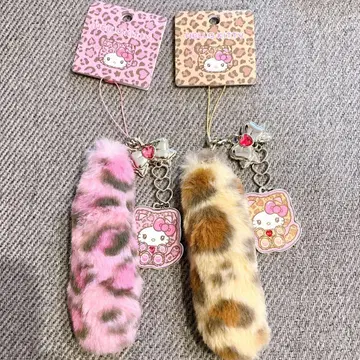산리오 갸루 고양이 헬로키티 2개 세트 핑크, 브라운 레오파드 무늬