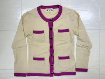 [ 새상품급 ] Chesty 체스티 베이지 보라색 버튼 달린 긴팔 가디건