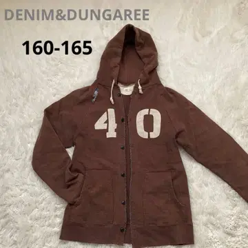 [ DENIM&DUNGAREE ] 후드 부착 브라운 후드티 160-165