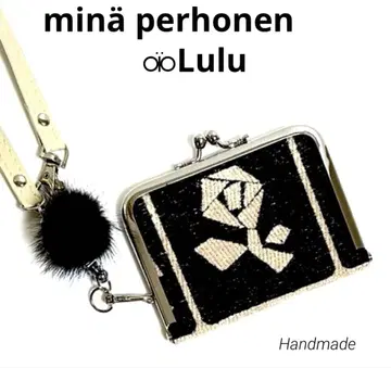 미나 페르호넨 Lulu 가마구치 카드 지갑/블랙 퍼 릴 스트랩 포함