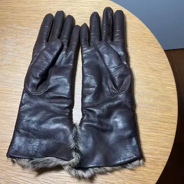 가죽 퍼 장갑 브라운
