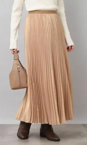 광택 핑크 샤이닝 크로스 플리츠 스커트 UNTITLED