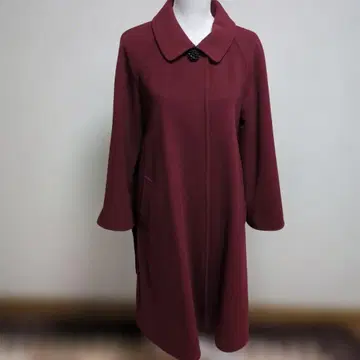 엠즈 그레이시 레드 와인색 롱 코트 장식 버튼 포함