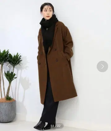 Ray BEAMS / 체크 4버튼 더블 체스터 코트