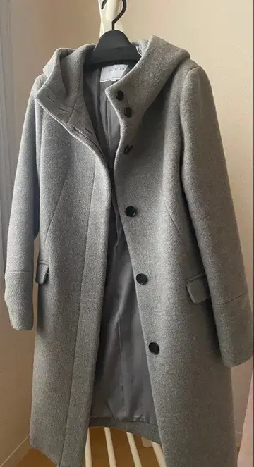 UNTITLED 그레이 후드 부착 롱 코트 사이즈 2