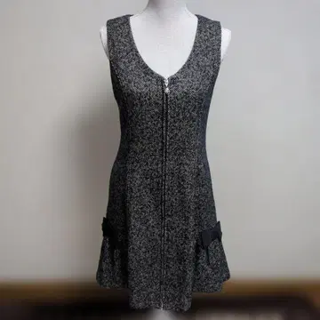 엠즈 그레이시 트위드 지퍼 점퍼 스커트 블랙과 베이지