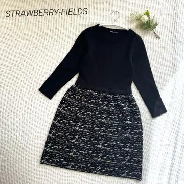 스트로베리 필드 새상품급 절개 미디 기장 니트 원피스 블랙 가을/겨울