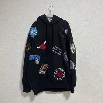 NBA 패치 블랙 후드티 L 사이즈