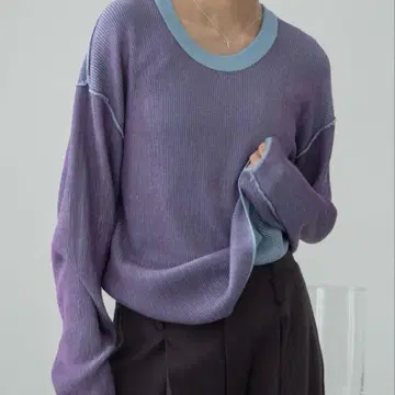 VACANCY 플레이팅 배색 리브 상의