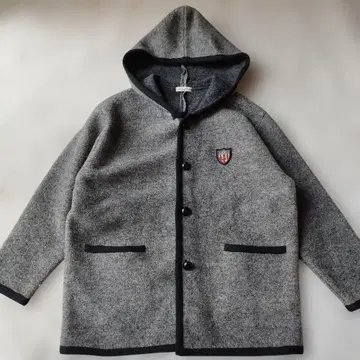 새상품급 파파스 멜톤 울 코트 와펜 싸개 단추 그레이 XL 상당