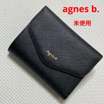 미사용 agnes b. 에네스베 가죽 3단 폴더형 지갑 블랙