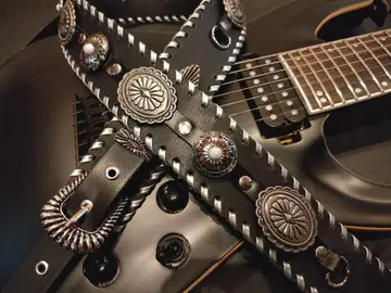 기타 스트랩 천연 가죽 3mm 두께 117~130cm 화이트 콘초 웨스턴