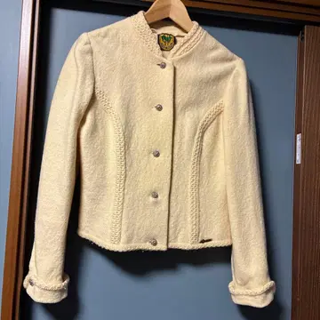 vintage 울 혼방 노카라 자켓