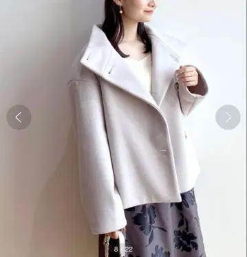 인덱스 컷 멜톤 스탠드 카라 숏코트 아우터