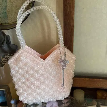 [새상품급] 비즈 핑크색 핸드백