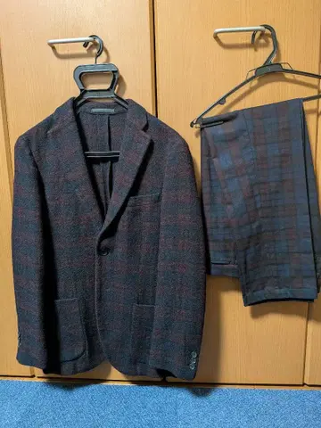 UNIQLO 캐주얼 수트 S 다크 블루 레드 체크