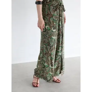 Vin 페이즐리 랩 와이드 팬츠