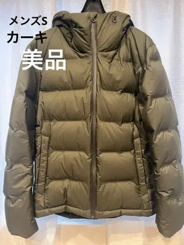 [ UNIQLO ] 심리스 다운 후드티 남성용 S 사이즈 올리브 카키