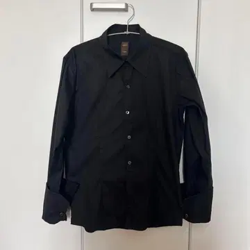 더블 커프스 긴팔 셔츠 L 사이즈 블랙 스트라이프