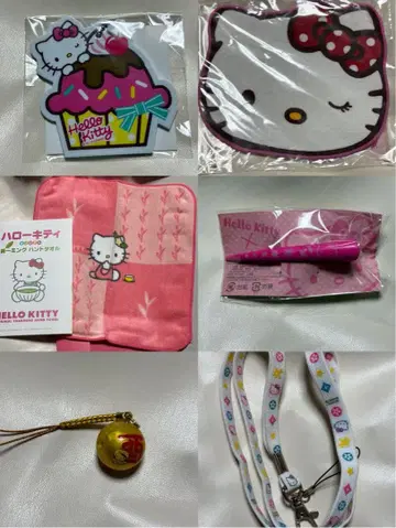 [ 헤이세이 ] 헬로키티 딸기 신문 부록 핸드 타월 스트랩 끈 세트