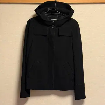 띠어리 럭스 후드 부착 울 코트 블랙