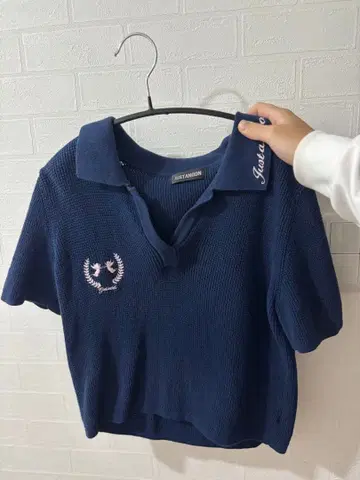 JUSTANOON 네이비 반팔 피케 셔츠