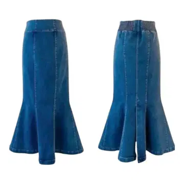 블랑코 데님 머메이드 롱 스커트