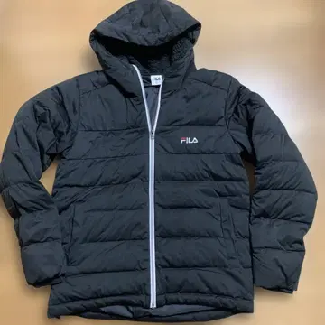 FILA 후드 부착 블랙 다운 자켓 M