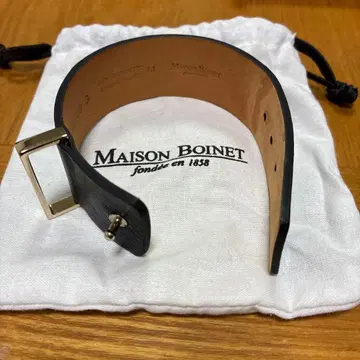 MAISON BOINET 블랙 가죽 팔찌 M 사이즈