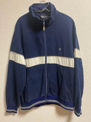 pierre cardin 네이비 벨로아 저지 트랙 탑 USA제