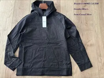 미사용품 컴시즘 데님 원단 풀오버 후드티 블랙 L 사이즈