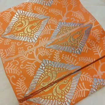 인간국보 기타가와 헤이로 금은 자수 후쿠로 오비