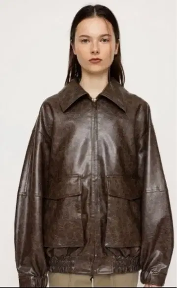 SLY FAUX LEATHER ZIP UP 블루종