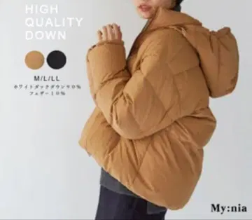 볼륨 숏 다운 마이니아 베이지 카멜 사이즈 M