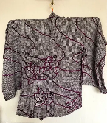 보라색 물결 무늬 시보리에 하오리 가봉