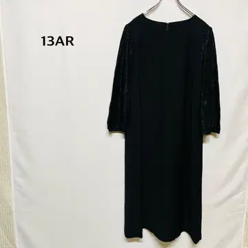 포멀 자수 레이스 블랙 원피스 13AR 레이스 소매 U넥 L