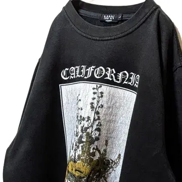 부후만 캘리포니아 꽃 빅 로고 맨투맨 트레이닝복 블랙 L 구제 의류