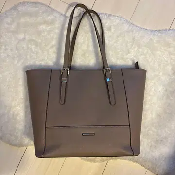 브라운 합성 피혁 토트백