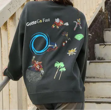 별주 소닉 더 헤지혹 빈티지 프린트/자수 오버 사이즈