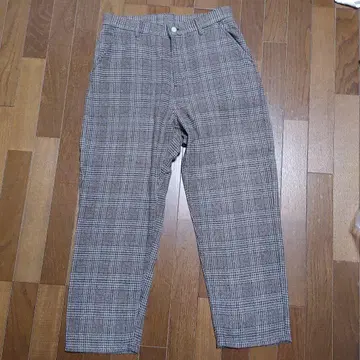 쿠티르 캐주얼 팬츠 브라운 남성용 체크 와이드