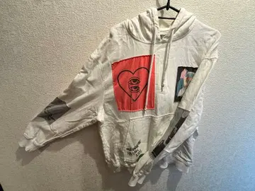 ZARA 아트 프린트 화이트 후드티