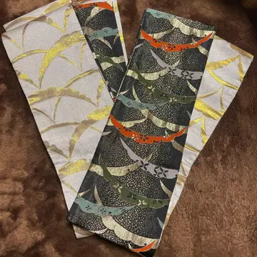 다색 파도 무늬 반폭 오비 2개 세트