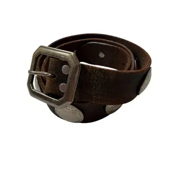 E PLURIBUS UNUM 네이비 버튼 가죽 벨트 브라운 7홀