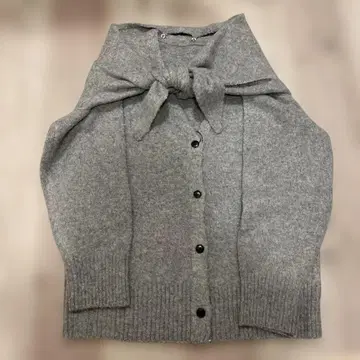 [그레일] 리본 스카프풍 디자인의 그레이 가디건