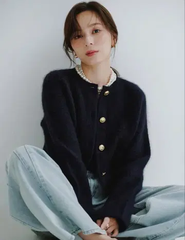 anuans 캐시미어 블렌드 노카라 니트 자켓 아