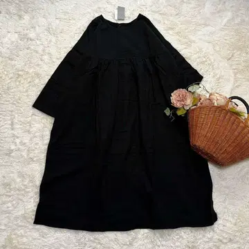 미사용 오하나 ohana 개더 원피스 2way 코튼 블랙 F