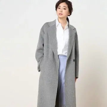 Spick & Span 울 100% 그레이 체스터 코트 36