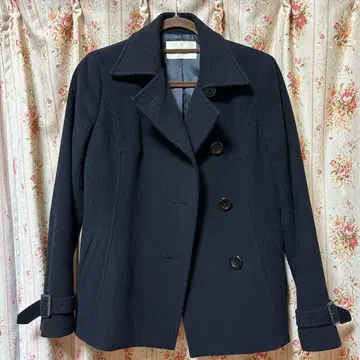 아틀리에 서브 블랙 울 더블 브레스트 피 코트