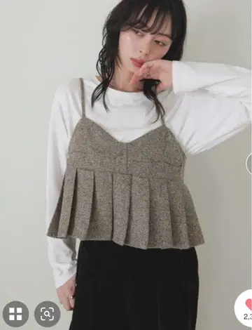 LIAN 트위드 플리츠 뷔스티에