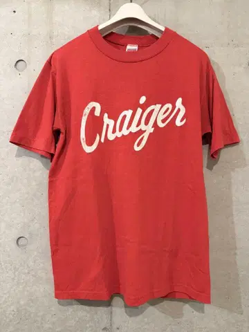 Craiger 프린트 레드 빈티지 T셔츠